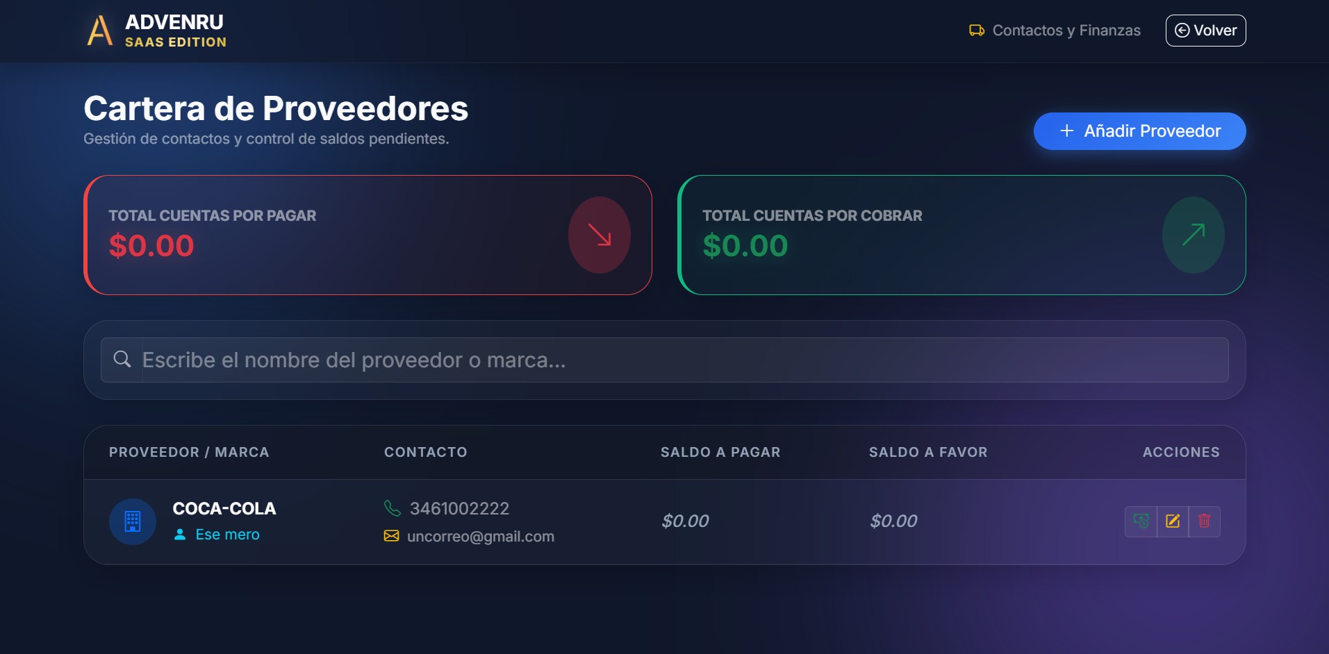 Gestión de Proveedores